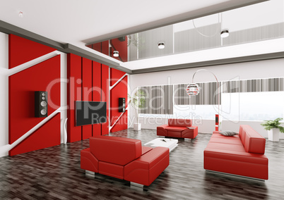 Interior of modern living room 3d render