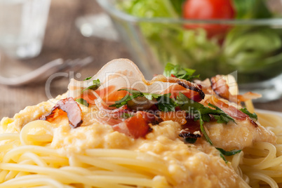 Closeup von Spaghetti carbonara