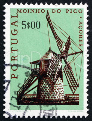 postage stamp portugal 1971 windmill, pico, azores