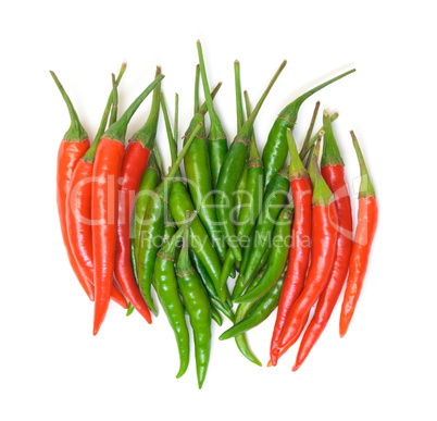 Heap Red and Green Chilli Hot Peppers