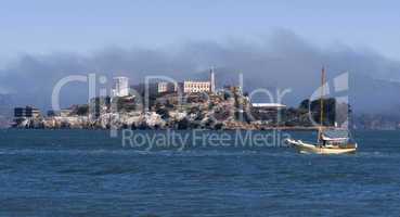 Alcatraz Island and Sailboat