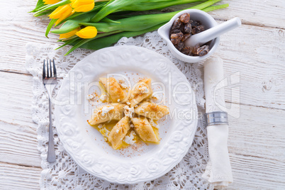 Polish Curd  dumplings with cinnamon butter