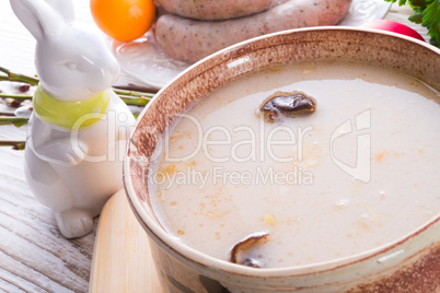 Polish Easter soup with egg and sausage