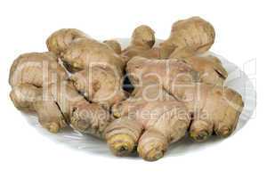 Ginger root on a plate
