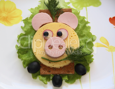 Sandwich - pig snout, food for children