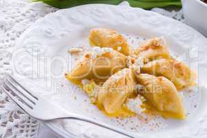 Polish Curd dumplings with cinnamon butter