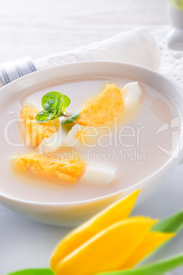 Polish Easter soup with egg and sausage