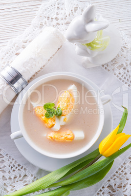 Polish Easter soup with egg and sausage