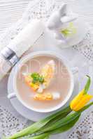 Polish Easter soup with egg and sausage