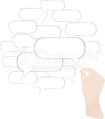 comics bubble and hand isolated on white background