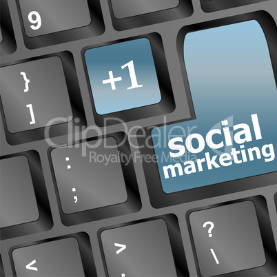 social marketing or internet marketing concepts, with message on enter key of keyboard