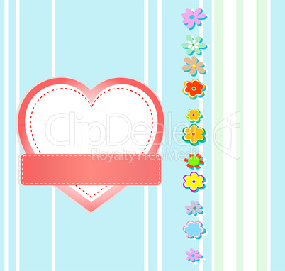 Valentines Day grunge background with Heart and flowers