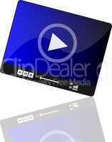 Media player set with play button on abstract background