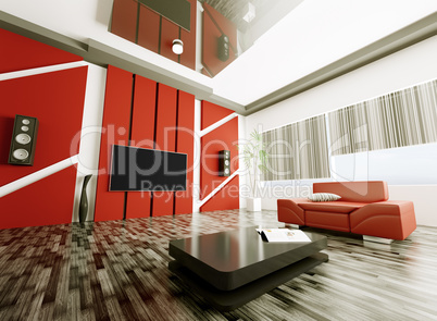 Modern living room interior 3d