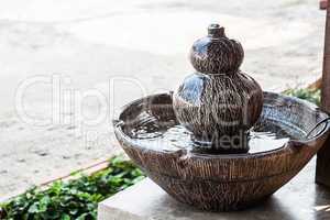 Jar fountain decorated home  garden