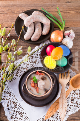 Polish Easter soup with egg and sausage