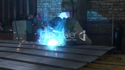 welding process at the plant in the workshop