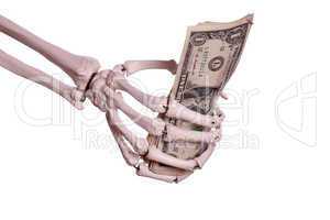 money in skeleton hand