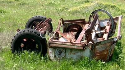 Old machinery in the grass