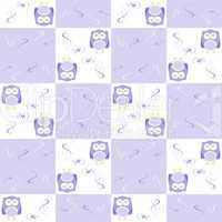 Cute blue seamless owl background patten for kids