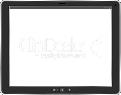 Tablet computer. Black frame vector tablet pc with white screen. isolated of background