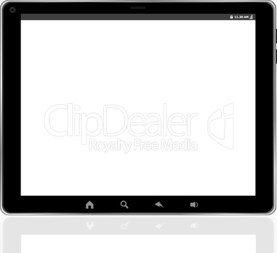 Black digital tablet pc on white background