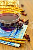 Tea hibiscus with bread and bread sticks