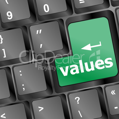 Values sign button on keyboard with soft focus