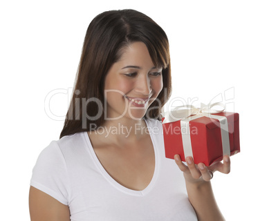 beautyful young woman with a present