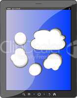 Cloud-computing connection on the digital tablet pc. Conceptual image. Isolated