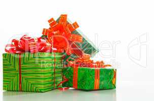 Green boxes with presents
