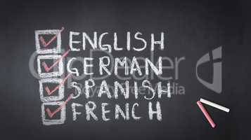 English, German, Spanish, French Chalk Drawing