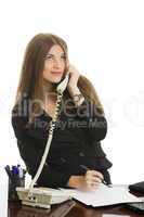 businesswoman answering the phone