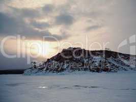 Frozen Lake Baikal. Winter.
