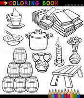 Cartoon Different Objects Coloring Page