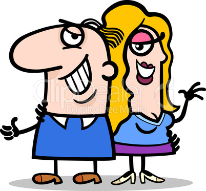 happy man and woman couple cartoon