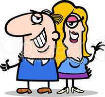 happy man and woman couple cartoon