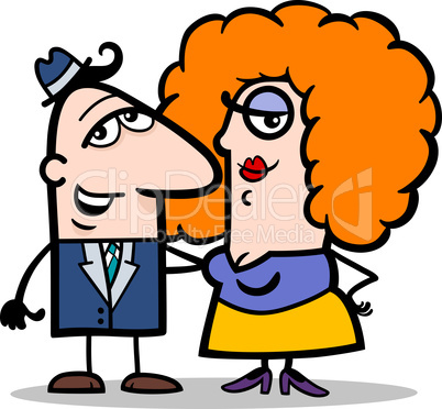 funny man and woman couple cartoon
