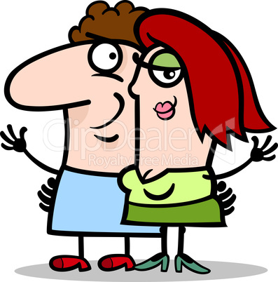 happy man and woman couple cartoon