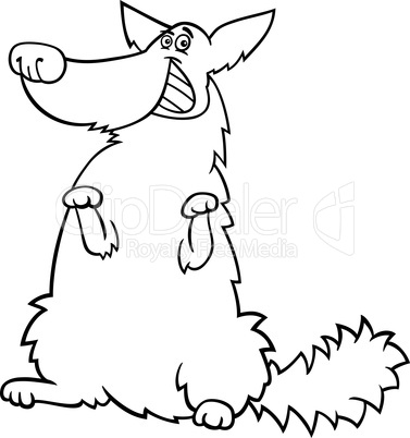 happy shaggy dog cartoon for coloring book