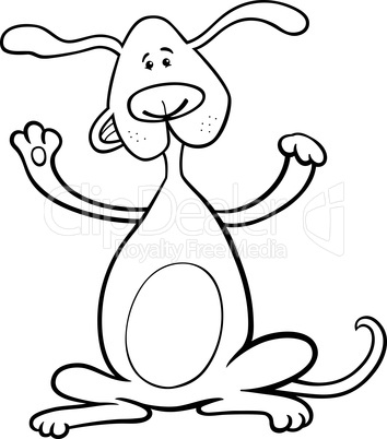 happy playful dog cartoon for coloring book