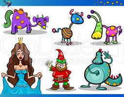 Cartoon Fantasy Characters Set