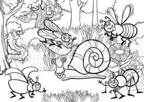 cartoon insects for coloring book