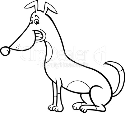 sitting dog cartoon for coloring book