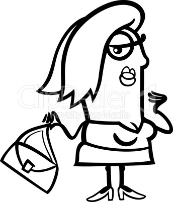 funny woman with bag cartoon