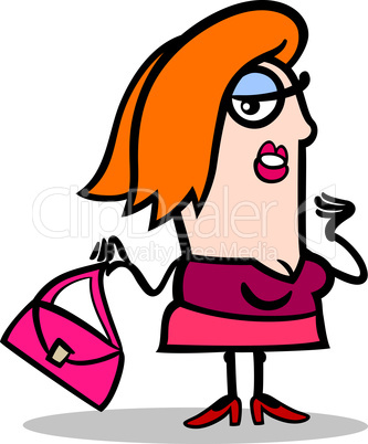 funny woman with bag cartoon