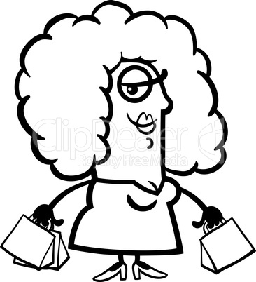 happy woman with shopping bags cartoon