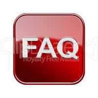 FAQ icon glossy red, isolated on white background