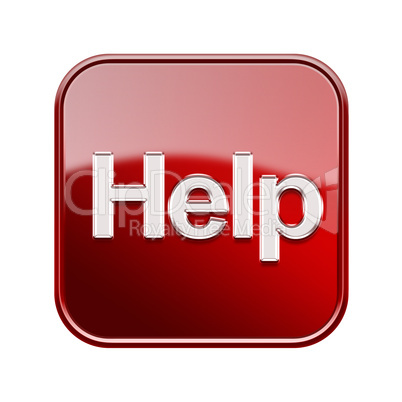 Help icon glossy red, isolated on white background