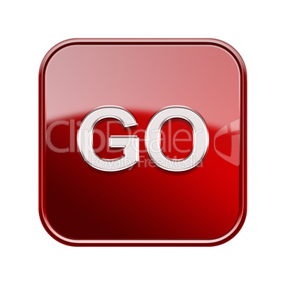Go icon glossy red, isolated on white background